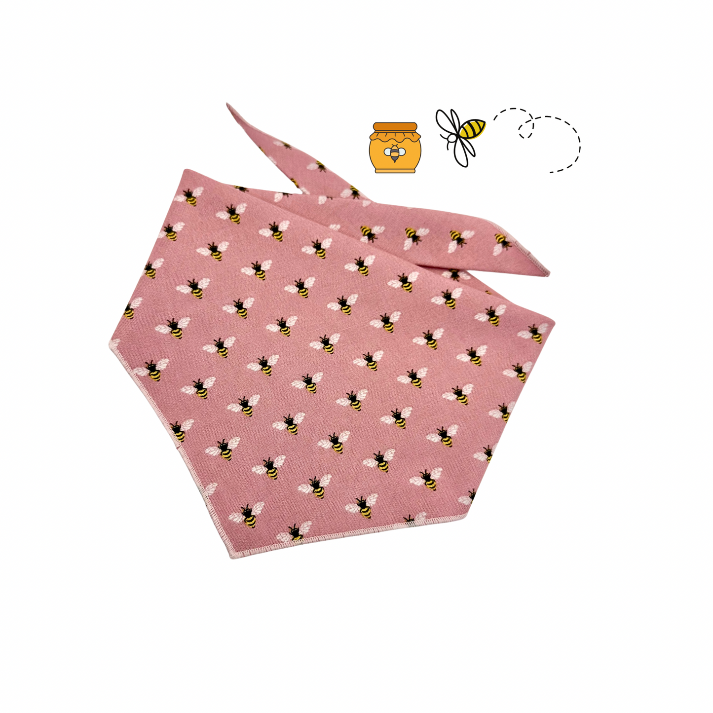 Busy Bee Dog Bandana | Light Pink Hem