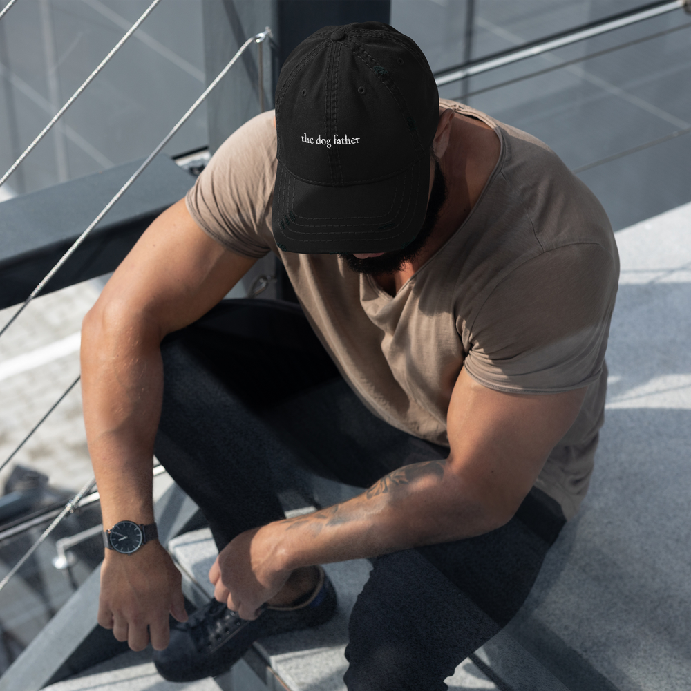 The Dog Father Hat | Embroidered Distressed Dad Hat