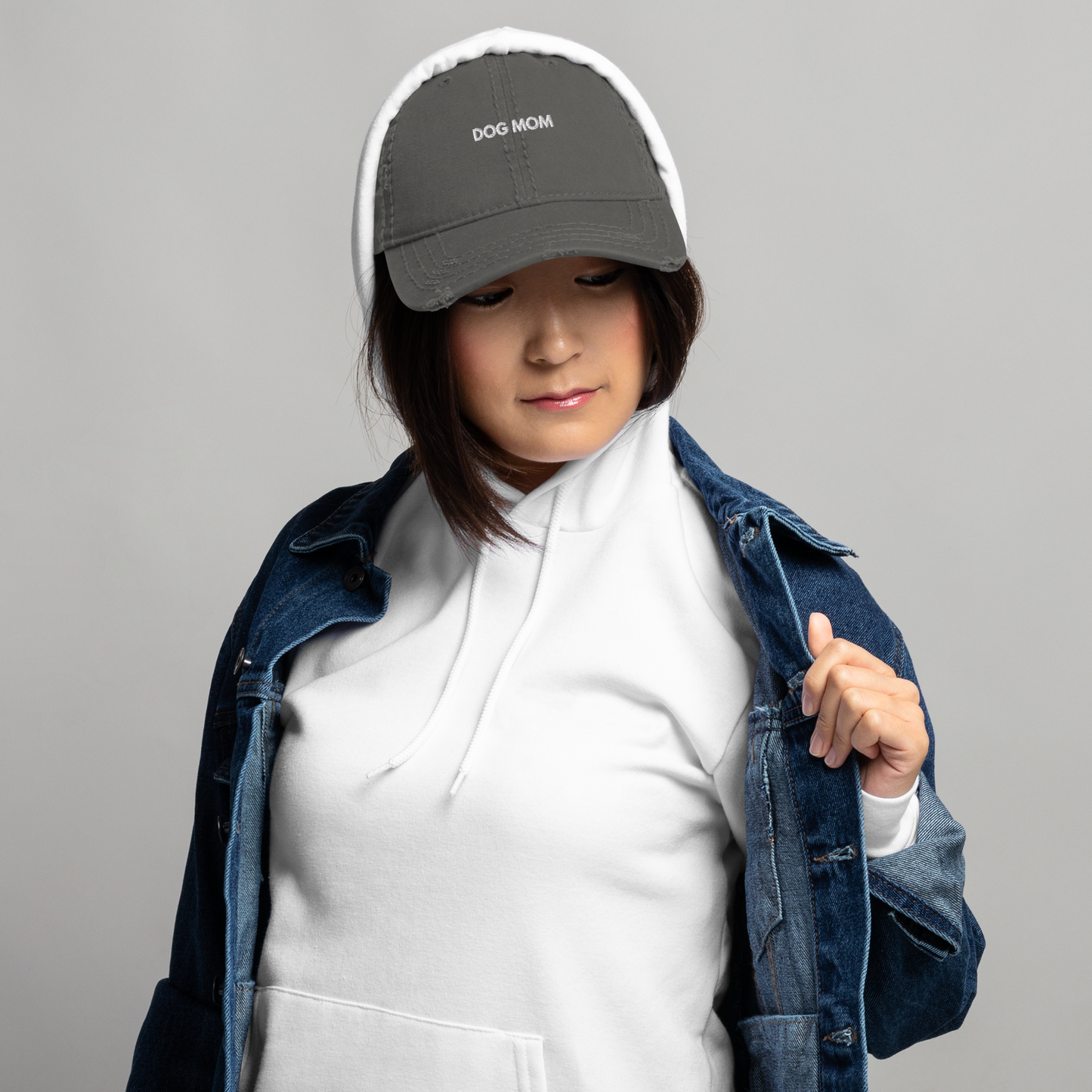 DOG MOM Hat | Embroidered Distressed Dad Hat