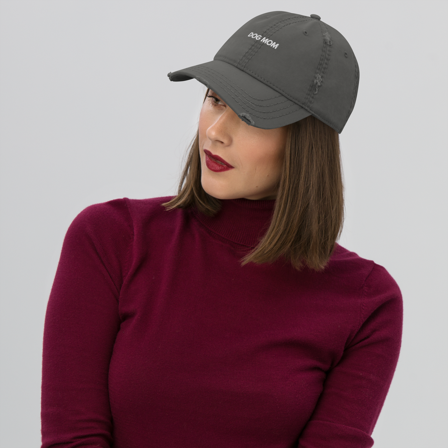 DOG MOM Hat | Embroidered Distressed Dad Hat