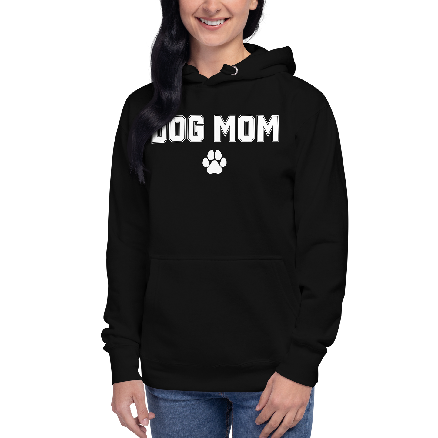 DOG MOM Hoodie | White Lettering Unisex Hoodie