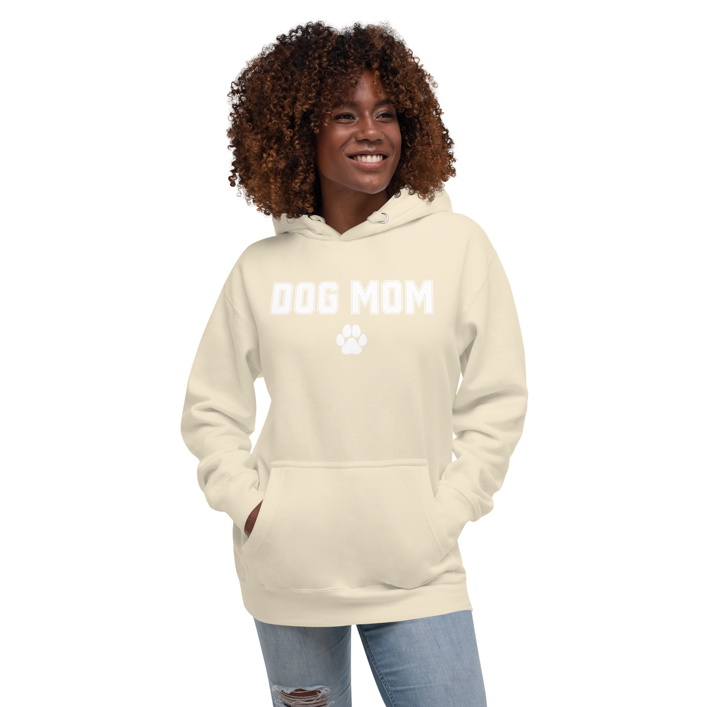 DOG MOM Hoodie | White Lettering Unisex Hoodie