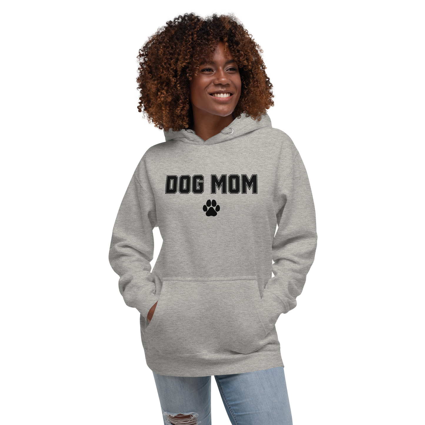 DOG MOM Hoodie | Black Lettering Unisex Hoodie