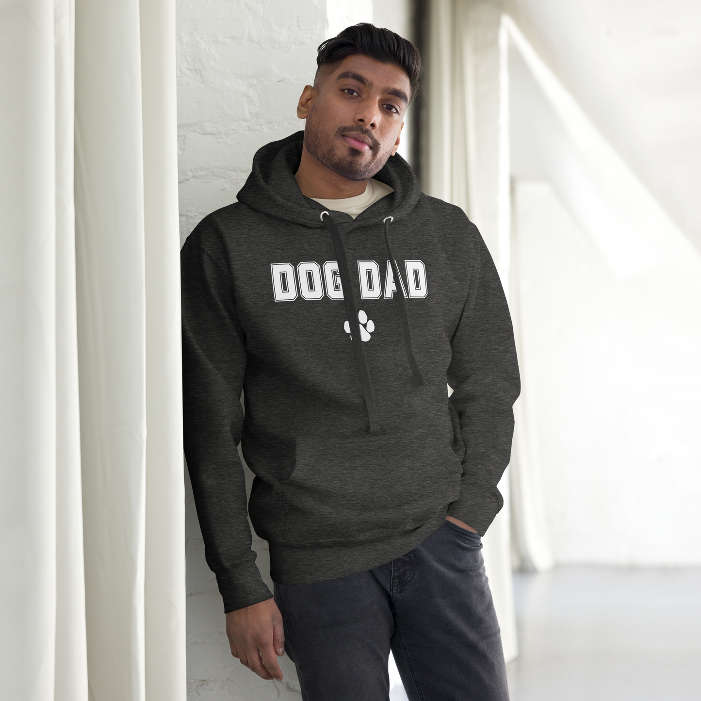 DOG DAD Hoodie | White Lettering Unisex Hoodie