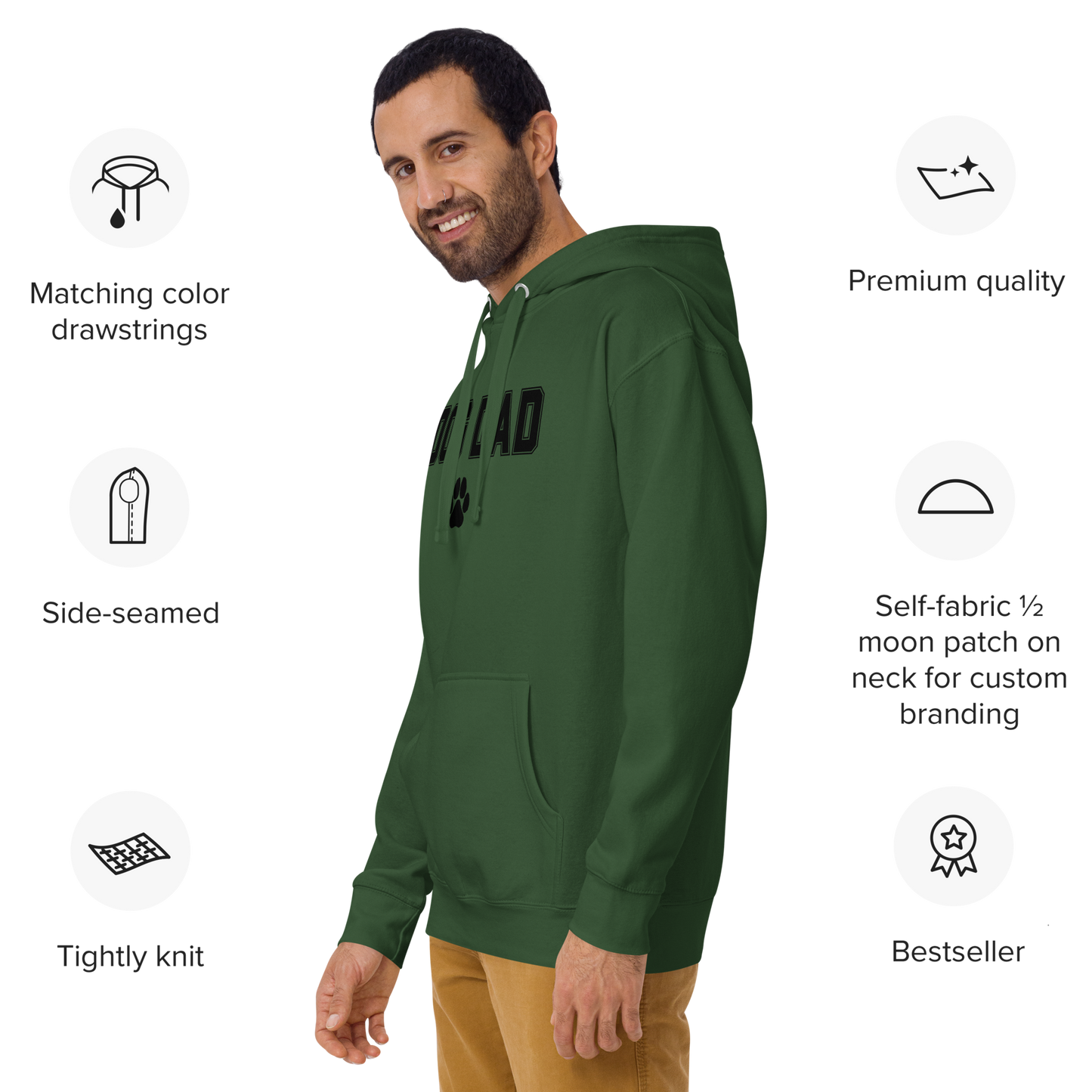 DOG DAD Hoodie | Black Lettering Unisex Hoodie