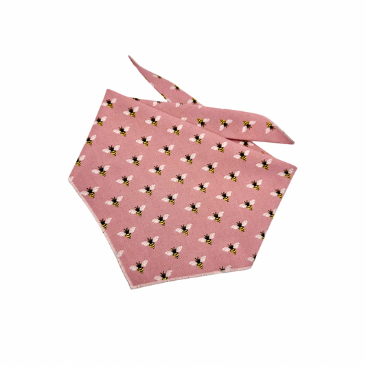 Busy Bee Dog Bandana | Light Pink Hem