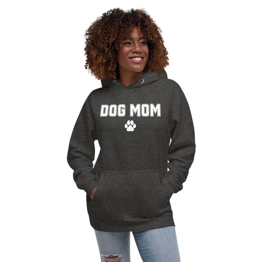 DOG MOM Hoodie | White Lettering Unisex Hoodie